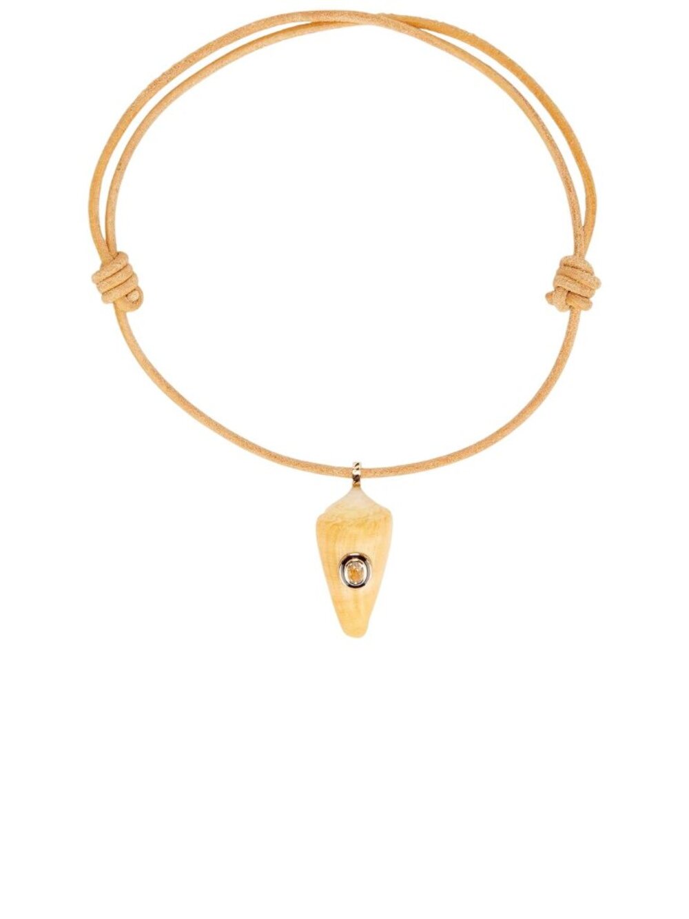 DEZSO BY SARA BELTRÁN Natural Shell Silimanite Necklace in Tan Leather New Women